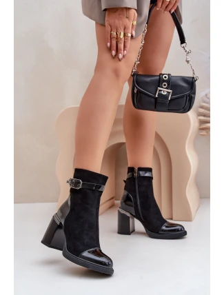 Dámské Boty Zateplené Na Podpatku Černé D&A MR880-085