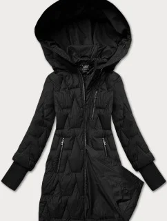 Černá dámská prošívaná bunda pro přechodné období s úpletovými stahovacími lemy Libland (LD-7775)