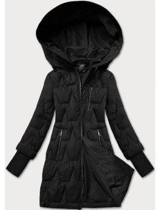 Černá dámská prošívaná bunda pro přechodné období s úpletovými stahovacími lemy Libland (LD-7775)