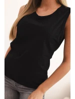 Dámská bezrukávová bavlněná blůza klasického střihu černá Dámská bezrukávová bavlněná blůza klasického střihu černá