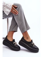 Kožené dámské polobotky na platformě černé Lewski 3398/2