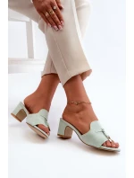 Dámské sandály Z Eko Semišu Na Podpatku Mátové Jemenna