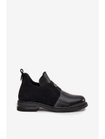 Dámské botky Vinceza – černé, lakované, zateplené, na nízkém podpatku