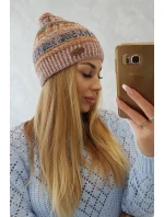 Fleecová čepice Patrycja K254 pink+cappuccino Fleecová čepice Patrycja K254 pink+cappuccino