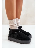 Dámské semišové sněhule na platformě černé Nereviana