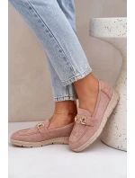 Dámské mokasíny s perforací a zlatým detailem a jutovým pletením růžové Lainer Dámské mokasíny s perforací a zlatým detailem a jutovým pletením růžové Lainer