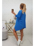 Oversize halenka s potiskem duhových rtů chrpově modrá