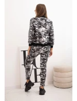 Dámská souprava s kapucí a maskáčovým potiskem khaki + ecru