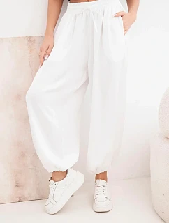 Dámské široké kalhoty s gumou v pase a vázáním v aladinském stylu ecru