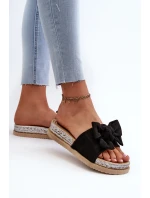 Dámské žabky na platformě s mašlí černé Aflia Dámské žabky na platformě s mašlí černé Aflia