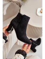 Zateplené Kotníkové Boty Na Podpatku S Zrcadlovým Prvkem Černé Silvare