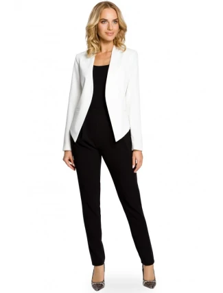 M031 Asymetrická bunda s dlouhými rukávy a límcem - barva ecru M031 Asymetrická bunda s dlouhými rukávy a límcem - barva ecru