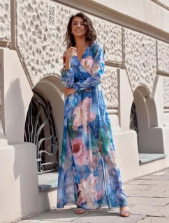 Denní šaty SUK0419 modro-zelené - Roco Fashion