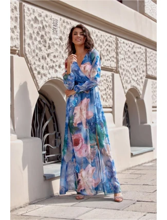 Denní šaty SUK0419 modro-zelené - Roco Fashion Denní šaty SUK0419 modro-zelené - Roco Fashion