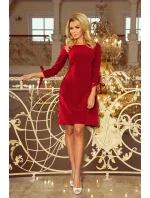 Dámské šaty v bordó barvě s mašlemi model 6291446