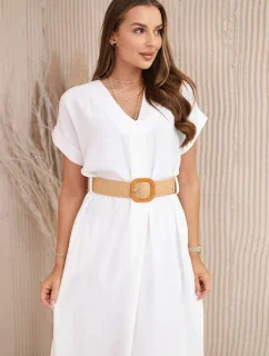 Šaty s ozdobným páskem Šedobílý