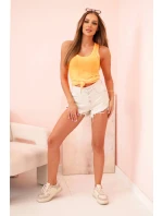 Dámská tílko z bavlny s kulatým výstřihem neonově oranžová Dámská tílko z bavlny s kulatým výstřihem neonově oranžová