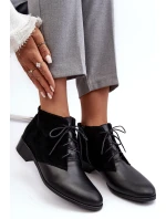 Modní Dámské Šněrovací Botky Černé Kefora