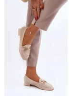 Dámské mokasíny na ploché podrážce s ozdobou béžové Iluvana