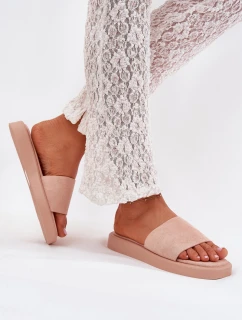 Dámské Pantofle Na Platformě Z Eko Semiše Špinavě Růžové Jorina