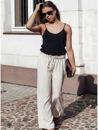 Dámské kalhoty se širokými nohavicemi MADDIE light beige FashionStreet UY2131