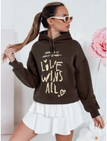 Dámská oversize mikina s kapucí LOVEWILL hnědá FashionStreet BY1470