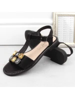 Zirkonové pohodlné sandály S.Barski W OLI261A černá Zirkonové pohodlné sandály S.Barski W OLI261A černá