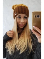 Fleecová čepice Paris K212 hořčicová+hnědá