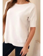 Dámský svetr z viskózy s krátkým rukávem ecru