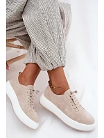Polobotky Sneakersy na platformě z přírodního semiše béžové Blushy Polobotky Sneakersy na platformě z přírodního semiše béžové Blushy