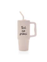 TEXT NA PŘÁNÍ - růžový cestovní termohrnek 900 ml  