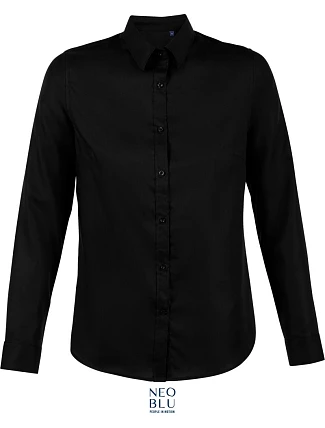 NEOBLU Blaise Women Mikro keprová halenka s dlouhým rukávem 24.3183 deep black NEOBLU Blaise Women Mikro keprová halenka s dlouhým rukávem 24.3183 deep black