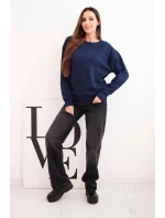 Dámská mikina s okrouhlým výstřihem basic z bavlny modrá