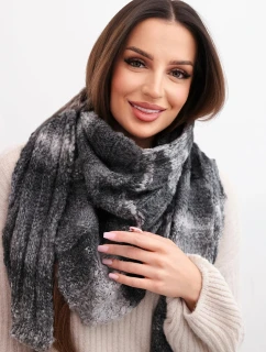Dámský vlněný šátek měkký a teplý v barevných pruzích KN19 grafitový