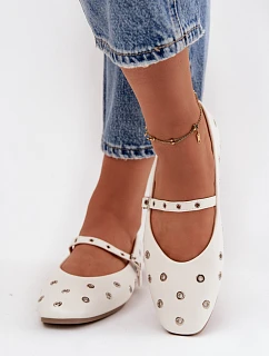 Dámské baleríny 21-41 bílo-stříbrné - Diamantique