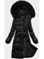 Černá zimní prošívaná plus size bunda s kapucí S'west (B8267-1)