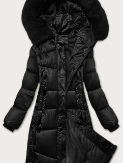 Černá zimní prošívaná plus size bunda s kapucí S'west (B8267-1)