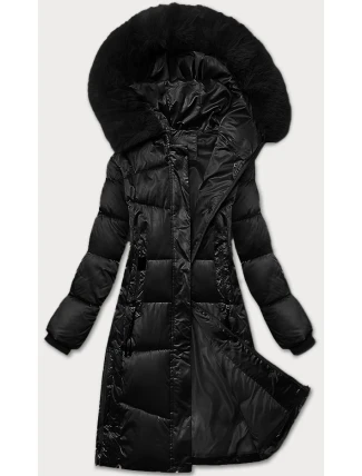 Černá zimní prošívaná plus size bunda s kapucí S'west (B8267-1)