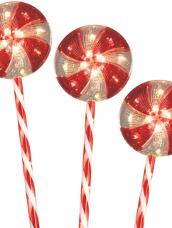 ZAHRADNÍ DEKORACE VEDLA CUKROVÁ LÍZÁTKA SADA 3 TEPLÝCH SVĚTELNÝCH