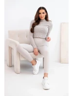 Dámské legíny s vysokým pasem a elastickým pasem béžové