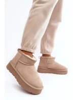 Modní semišové nízké sněhule jasně béžové Nucca