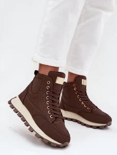 Zateplené dámské trapery na platformě hnědé Marivira