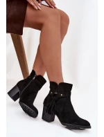 Dámské kozačky na podpatku s třásněmi Černé Rosabella