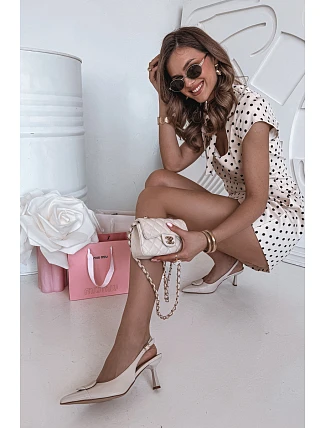 Dámské sandály na podpatku s ozdobným detailem světle béžové Mariae