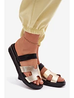 Kožené dámské pantofle s přezkou Zlaté Lemela