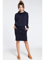 B032 Šaty s kimonovými rukávy - tmavě modré