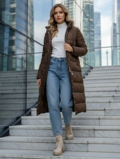 FashionStreet dámská zimní dlouhá hnědá bunda TY5475