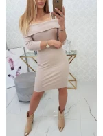 Šaty se širokými ramínky béžové Šaty se širokými ramínky béžové
