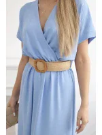 Dlouhé šaty s ozdobným páskem modré Dlouhé šaty s ozdobným páskem modré