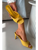 Dámské pantofle na tenkém podpatku Žluté Revina